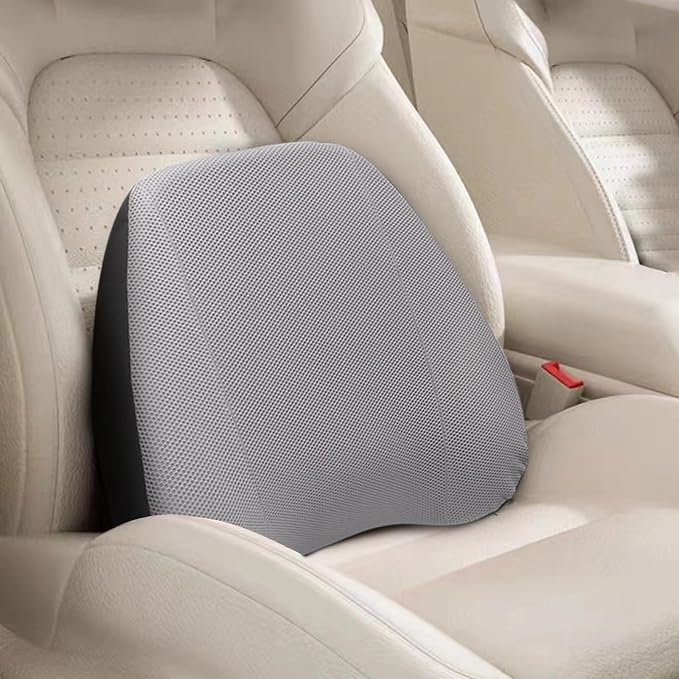 Super Comfy Lumbar Support Pillow, Car Seat Back Support Pillow for Driving | Adjustable Strap, 100% Memory Foam & Breathable Removable Cover, Ergonomic Design - Softness Back Support Pillow(Gray) by SPRFUFLY