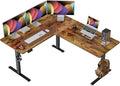 CubiCubi 63“ x 55" L Shaped Standing Desk Adjustable Height, Electric Corner Desk, Sit Stand Home Office Desk with Splice Board, Rustic Brown by CubiCubi