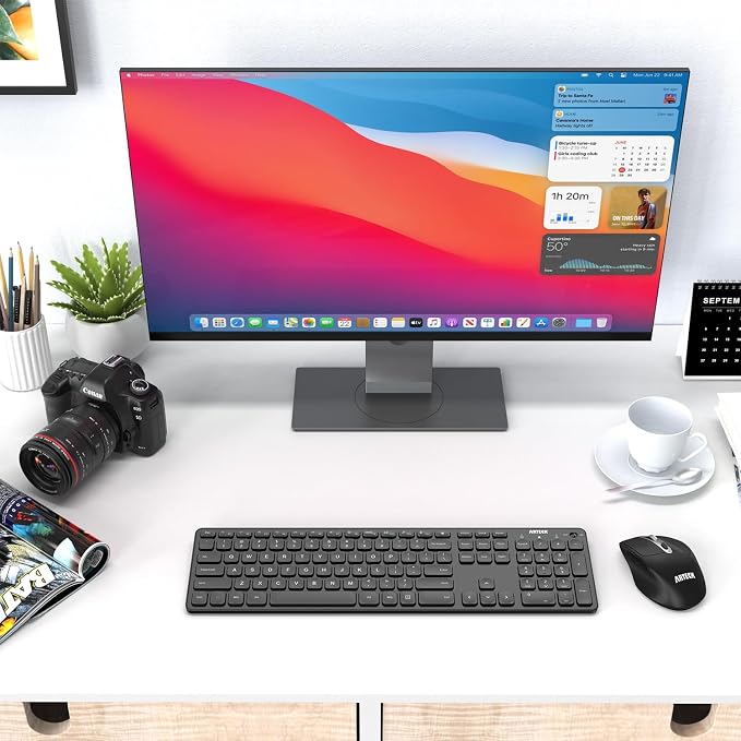 Arteck 2.4G Wireless Keyboard and Mouse Combo Ultra Slim Full Size Keyboard Keyboard and Ergonomic Mice for Computer Desktop PC Laptop and Windows 11/10/8/7 Build in USB-C Rechargeable Battery - Image 7