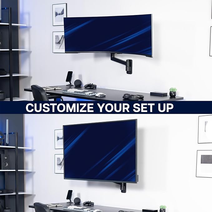 VIVO Black Ultrawide Monitor Wall Mount for up to 57 in Screens, MOUNT-G57 | TV and Monitor Arm, VESA Wall Mount, Designed for Samsung Odyssey Ark, Neo G9, ViewFinity S9, and More, Holds 59.4 lbs - Image 9