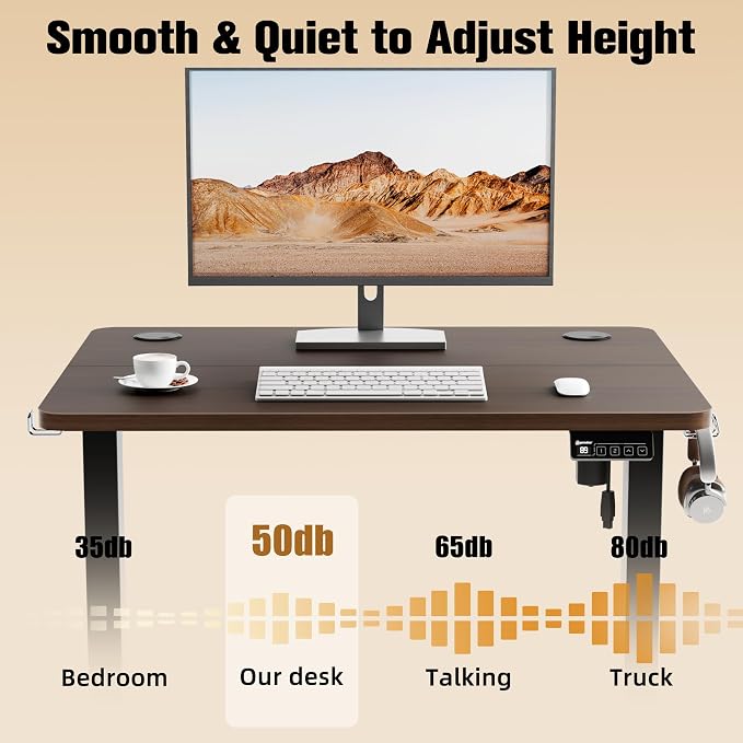 Small Standing Desk, 32"x24" Height Adjustable Sit-Stand Office, Walnut | Electric Adjustable Standing Desk, Sit to Stand Computer Office Desk with Splice Board, Memory Preset, Lifts 28.7''-46.5" - Image 6