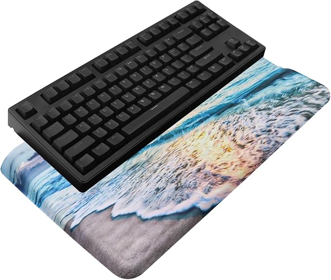 Computer Keyboard Stand with Wrist Rest, Ergonomic Tilted Keyboard Holder - Keyboard Riser with Wrist Pad - Keyboard Tray Support for Office Home - Beach by KEPUTAIER