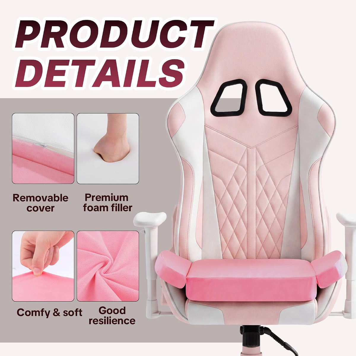 BALAPET Ultra Soft Gaming Chair Cushion for Long Sitting Gamers,Tailbone Pain Reduce Cushion for Office Chair (Pink) - Image 3