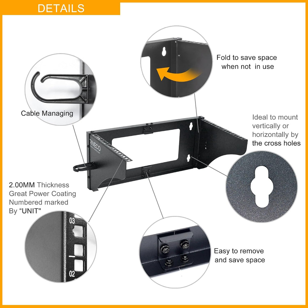 5U Wall Mount Rack for Network Reinforced Heavy Load 66LBS Small Server Racks Vertical & Horizontal Mounting for 19 inches IT & Studio Equipment. - Image 3