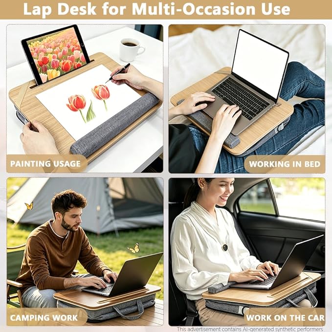 Lap Desk for Bed, Fits 14–17 Inch Laptops | Soft padded suhion,built-in pen slot,compact for bed,couch & travel use - Image 7