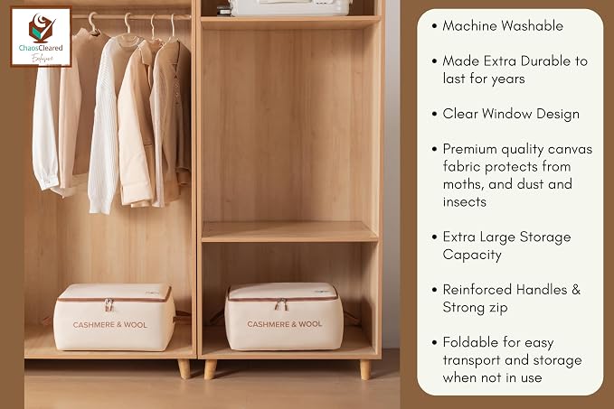 100% Cotton Cashmere & Wool Storage Bag – Breathable Sweater Storage Bag for Cashmere, Wool, Knitwear & Delicate Garments – Dust & Moisture Protection - Image 7