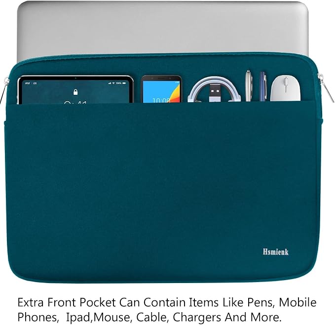 Laptop Sleeve Case 15.6 inch, Shockproof Protective Notebook Bag with Accessory Pocket, Briefcase Carrying Laptop Sleeve for 15.6" HP, ASUS, Dell, Lenovo, Acer -Cyan Color - Image 2