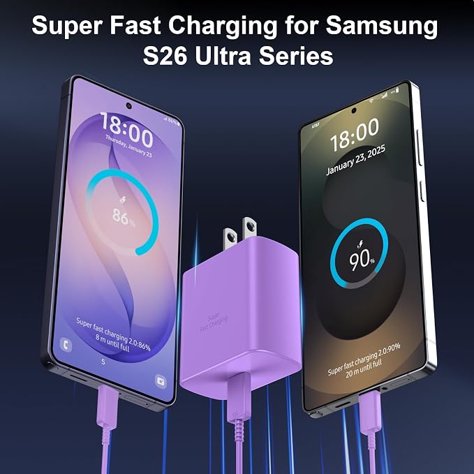 45W USB C Super Fast Charger Type C Charger Fast Charging Android Phone Charger Block with 10FT Type C Charging Cable for Samsung Galaxy S26 Ultra/S26/S26+/S25/S25 Ultra/S25+/S24 Ultra/S23 Ultra/S22 - Image 5