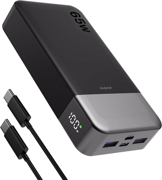 JUOVI Power Bank 65W 20000mAh Laptop Portable Charger | Fast Charging with 4 Ports LED Display External Battery Pack for MacBook Air iPad Tablet iPhone Samsung Steam Deck etc by JUOVI
