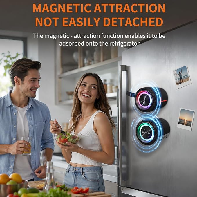 2 in 1 Magnetic Dual Splittable Bluetooth Speaker, IPX6 Waterproof Split Portable Wireless Speaker with 20W Loud Stereo Sound, Bluetooth V5.3, 24H Playtime, Multiple pairing for Home,Outdoor or Travel - Image 4