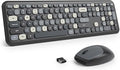 Surmen Colorful Black Quiet Keyboard and Mouse Wireless, Full-Size Girly Slient Keyboard Retro Typewriter Low-Noise 2.4GHz for Computer, Desktop, Laptop (X110-Blend Gray) by SURMEN