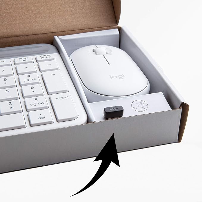 Logitech MK470 Slim Compact Wireless Keyboard and Mouse Combo - Off White | Compact low-profile quiet keyboard with number pad, slim ambidextrous quiet mouse with 3 non-customizable buttons, Windows PC - Image 7