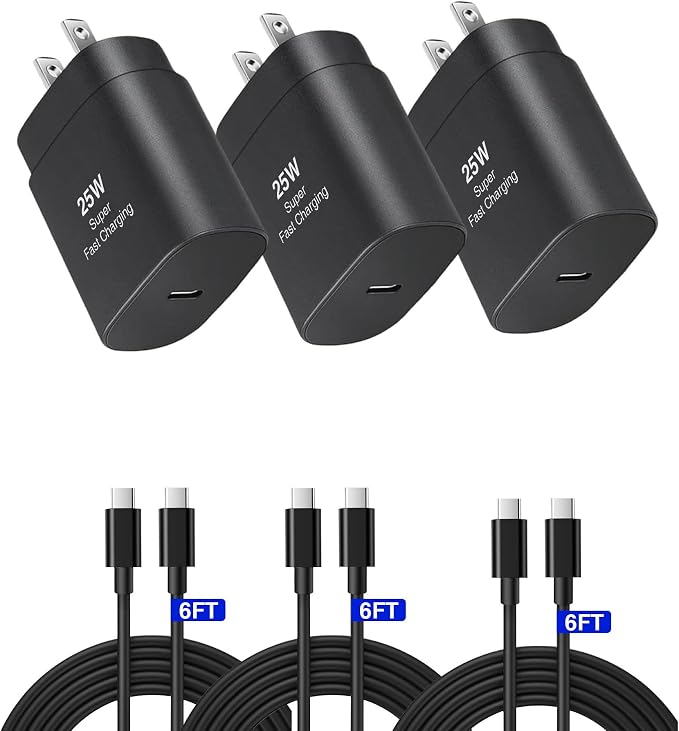 Type C Charger, 25W Type C Fast Charging Block, with USB C Charger Cable Compatible Galaxy S24/S23/S22/S22 Ultra/ S21/S21 Ultra/S20/ S20 Plus/ S20 Ultra/ S10/ S10e/ S10 Plus by Unknown