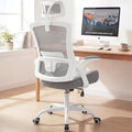 NEO CHAIR Office Chair with Adjustable Ergonomic Lumbar Headrest, Grey | Ergonomic Mesh Back Support with a Height-Adjustable Headrest and Flip-Up Armrests for All-Day Office and Computer Work by NEOCHAIR