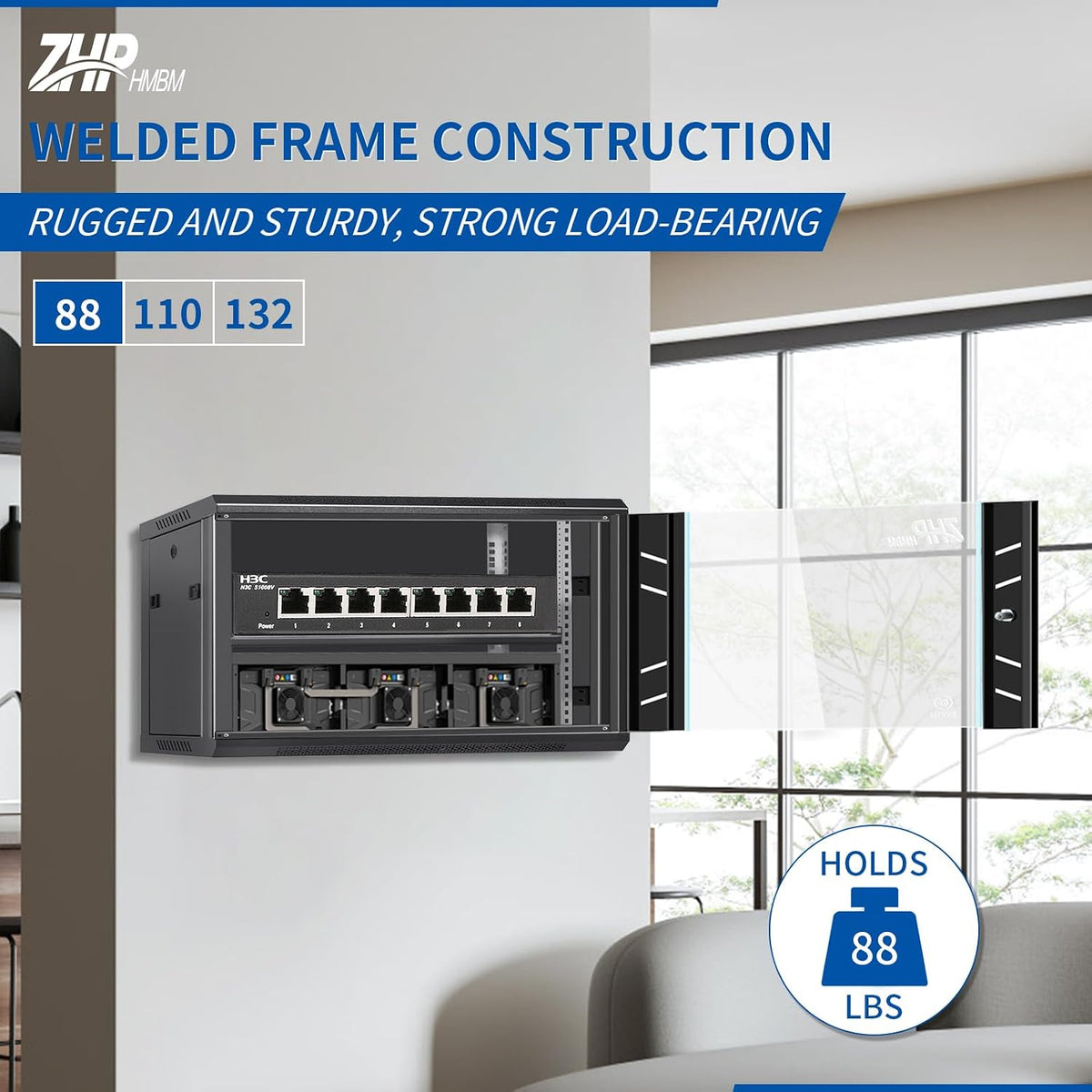 6U Wall Mount IT Network Rack Cabinet - SPCC Cold-Rolled Steel with Vents for Heat Dissipation, Easy Assembly and Cable Routing 15 in Depth for AV and Network Equipment - Image 3