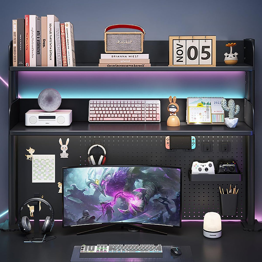 Clamp on Desk Shelf with Pegboard, Desktop Organization Bookshelf - Image 2