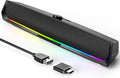 Computer Speakers for Desktop,PC Speakers Gaming Sound bar with Colorful Light,USB Speaker With Bluetooth for PCs Desktop Laptop Tablets,Wired Bluetooth Speaker for Phones(Type-C Adapter Included) by LENRUE