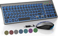Wireless Keyboard and Mouse Combo, Compact Backlit Scissor Keys | Slim Design, Rechargeable, Quiet Typing, RGB Mouse, Auto Sleep, 2.4GHz USB Wireless, KM61PRO Portable Set for Windows & Mac by SABLUTE