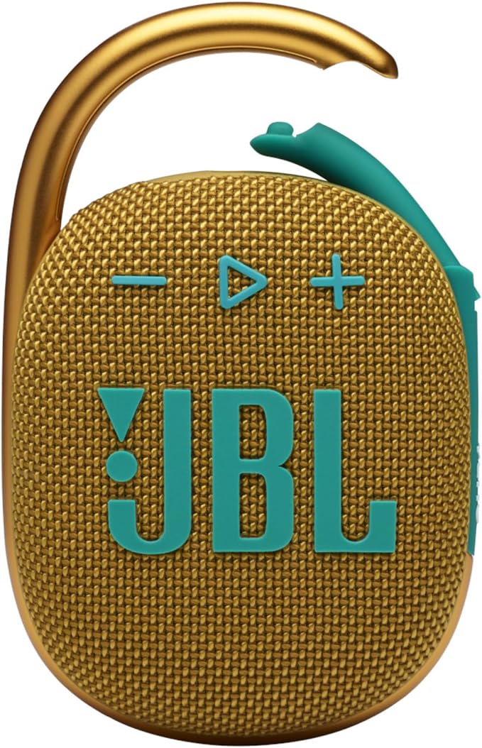 JBL Clip 4, Yellow - Portable Bluetooth 5.1 Speaker - Up to 10 Hours of Play - Waterproof & Dust Resistant - Includes Noise & Echo-Canceling Speakerphone by JBL