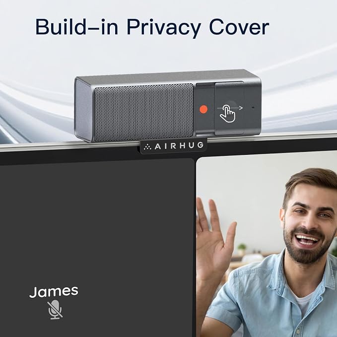 AIRHUG 3 in 1 1080P Webcam with Microphone & Speaker | Built-in Privacy Cover, USB Camera, Video Conferencing/Online Class/Gaming Live - Image 3