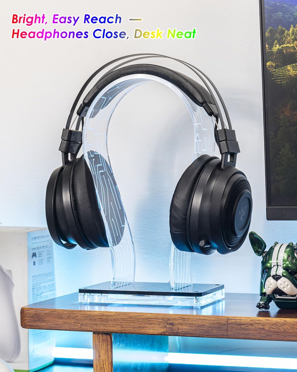 Acrylic RGB Headphone Stand for Desk with Many Light Modes & Colors - Image 8