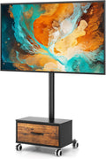 Rfiver Mobile TV Cart with Wooden Drawer for 27-60 Inch TVs (Brown) by Rfiver