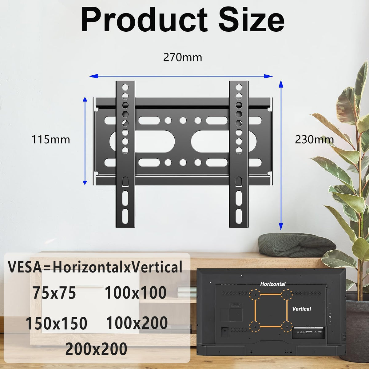 Fixed TV Wall Mount for 14-42" TVs Low Profile Wall Mount TV Bracket - Image 3