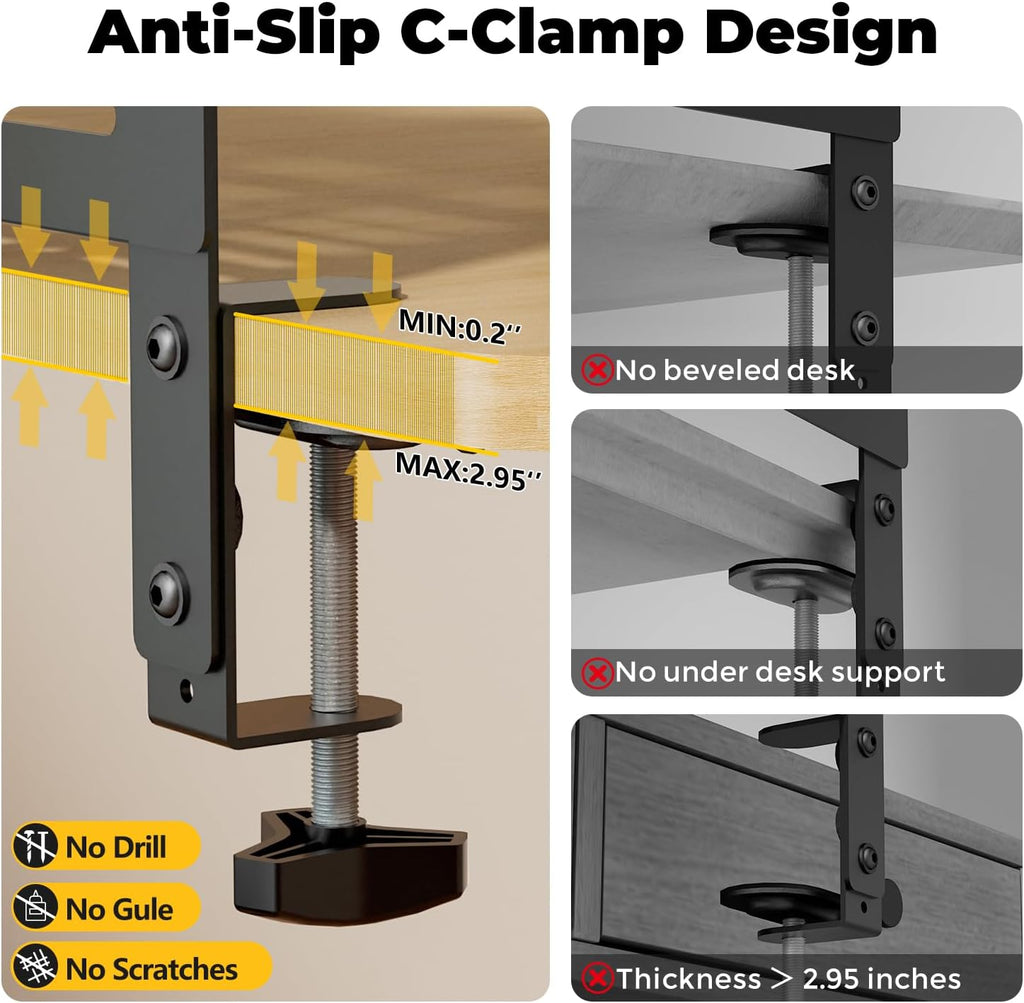 JOY worker 4-in-1 Clamp on Above/Under Desk Pegboard Cable Management Tray - Image 9