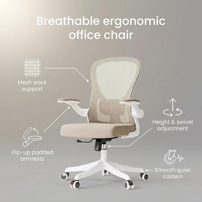 Ergonomic Office Desk Chair High Back Mesh Computer Chair | 360° Swivel Adjustable Lumbar Support & Flip-Up Armrests capacity 300 lbs capacity - Image 4