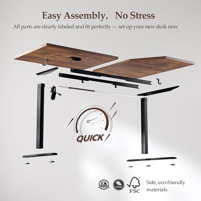 Klicelor L Shaped Standing Desk 59 x 35.4 Inch, Electric Height Adjustable Corner Desk for Home Office Workstation, Ergonomic Sit Stand Computer Table with Memory Controller, Rustic Brown - Image 8