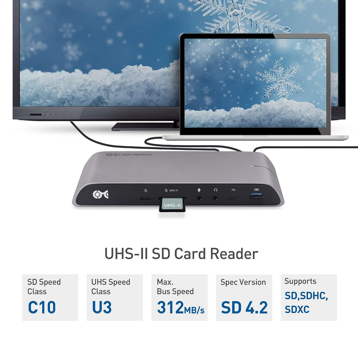 Cable Matters USB C Dock for Windows, Dual 4K DisplayPort, 80W Charging - Image 4