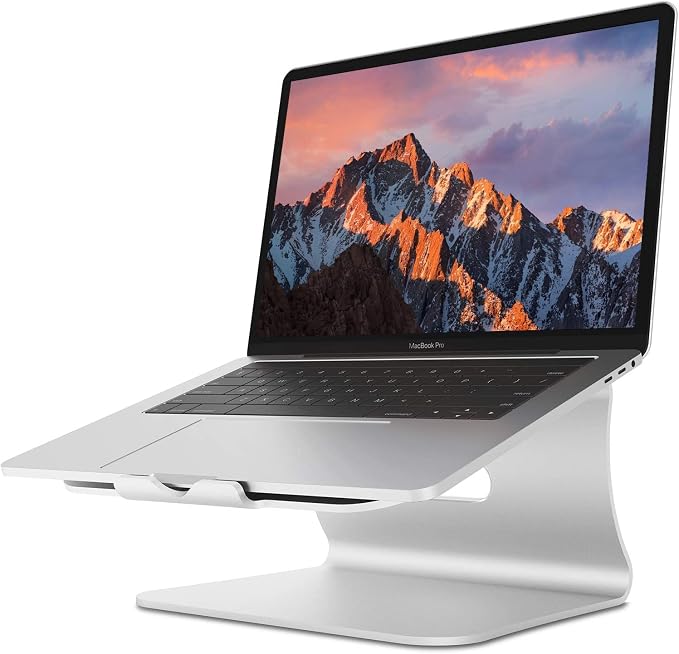 Laptop Stand, Aluminum Notebook Holder Riser Heat-Vent for MacBook Air/Pro, Dell, HP, Lenovo, Microsoft Surface, Samsung 11-16 inches Notebook (Space Silver) by Bestand