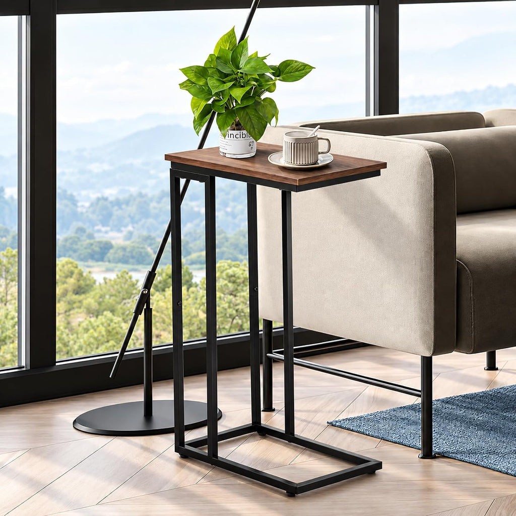 C-Shaped End Table - Slim Slide-Under Couch TV Tray Side Table - Image 8