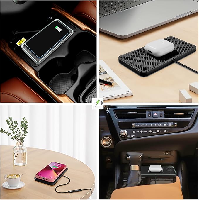 Wireless Charger Car Charging pad,SANMIDO Fast Wireless Phone Charger Cell Phone Non Slip Cordless Charging mat Compatible with iPhone 11/12/12/14/15 Galaxy S21/S22/S23/24 NOTE10 (C1P) - Image 6
