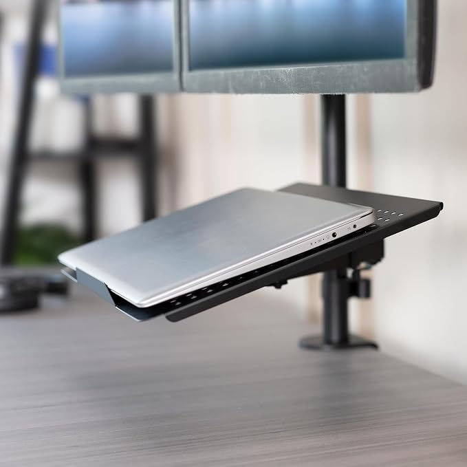 VIVO Laptop and Dual 13 to 27 inch LCD Monitor Stand up Desk Mount, Tall Adjustable Stand, Fits Laptops up to 17 inches, Black, STAND-V012J - Image 7