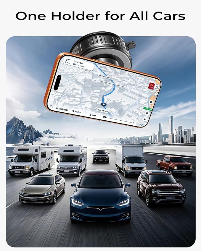 【Upgraded】All Metal for Magsafe Car Mount, Vacuum Magnetic Phone Holder | 119+LBS Suction, 360° Adjustable, Phone Holders for Your Car, Cell Phone Car Mount Accessories for iPhone 17 16 15 Pro Max - Image 7