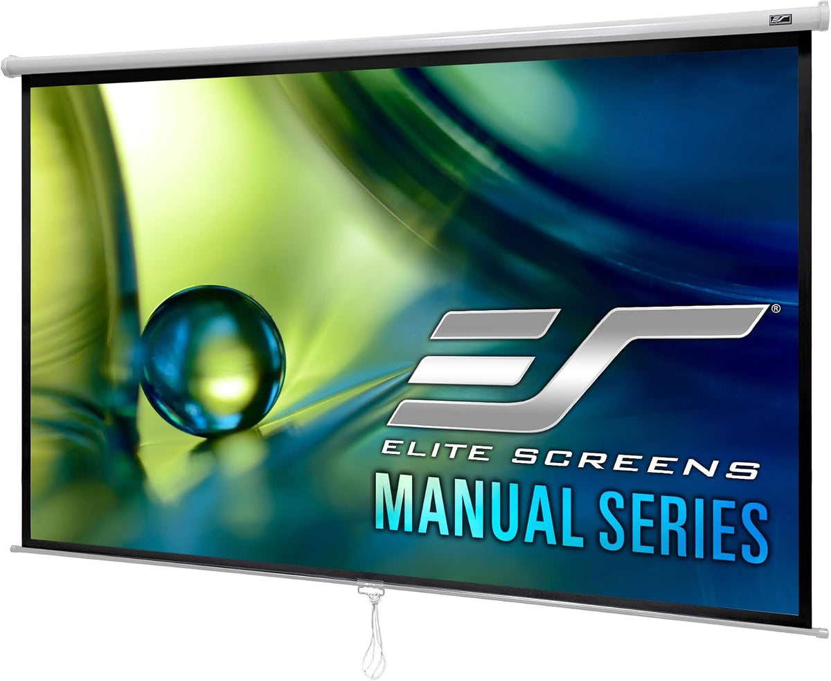 Elite Screens Manual Series, 100-INCH with 24" DROP, Pull Down Retractable Projector Screen, Movie Game Cinema, M100XWH-E24 by Elite Screens