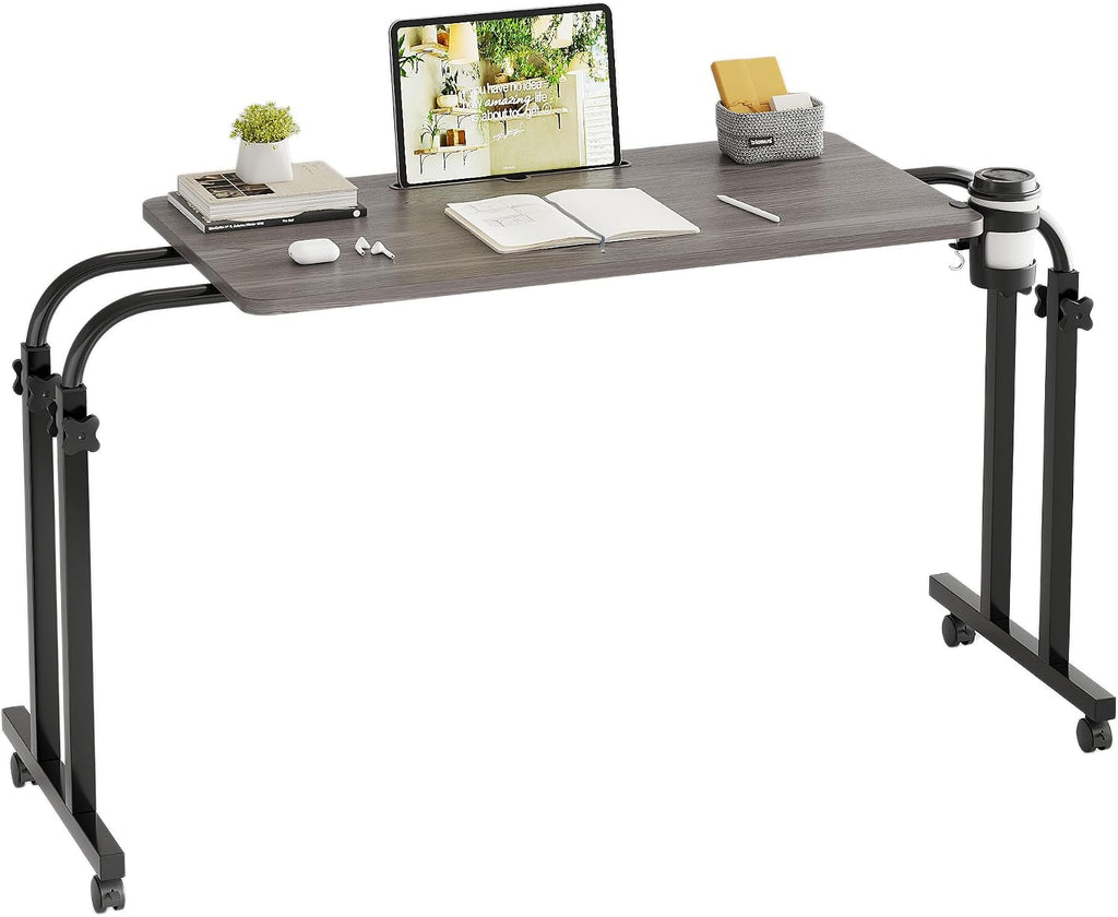 Recliner Table, Overbed Table with Wheels with Cup Holder, Over Bed Desk - Image 3