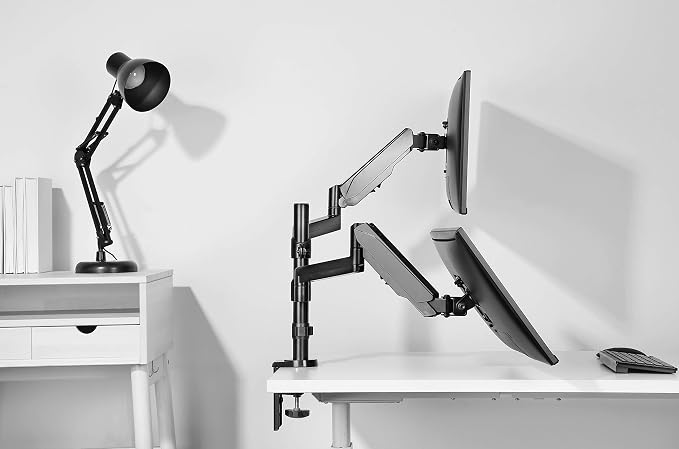 TechOrbits Triple/Double/Single Monitor Mount Stand - Computer Screen Desk Gas Spring Arm (Dual Monitor - Black) - Image 5