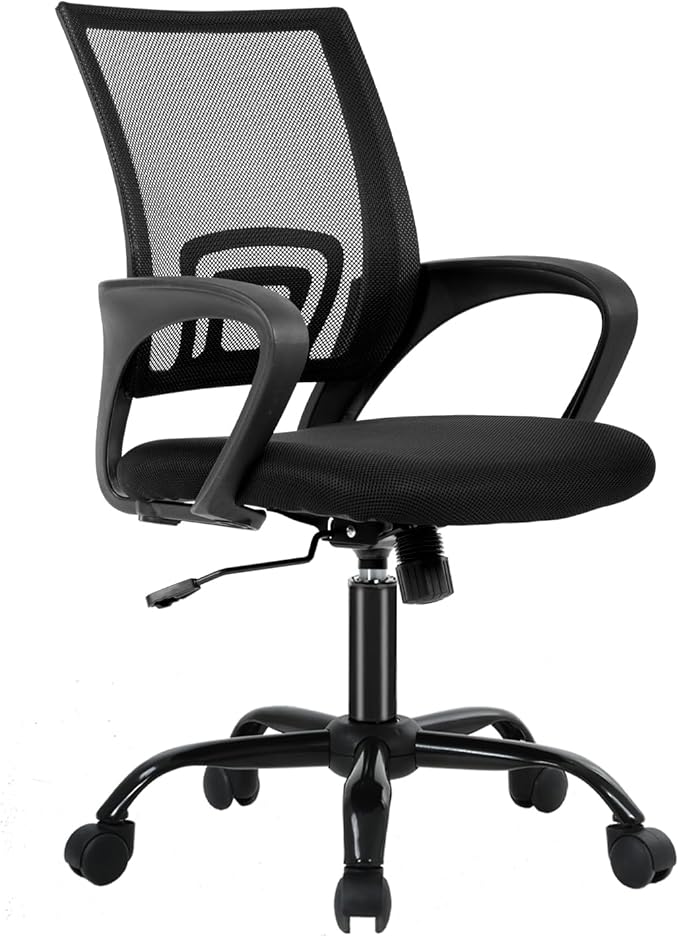 FDW Ergonomic Office Chair Home Desk Chair Task Mesh Computer Chair Gaming with Back Lumbar Support Armrest Modern Swivel Modern Adjustable Rolling Executive Mesh Chair for Women Men (Black) | with Lumbar Support & Adjustable Height | Breathable Mid-Ba... by FDW