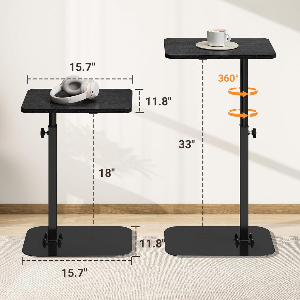 Adjustable Height TV Tray Table for Couch, 360° Swivel Side Table - Image 5