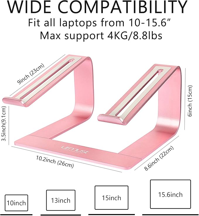 Laptop Stand for Desk, Pink, Up to 15.6" Laptop | Ergonomic Computer Stand Riser Holder for MacBook Air Pro, Dell, HP, Lenovo, Samsung, Alienware - Image 5