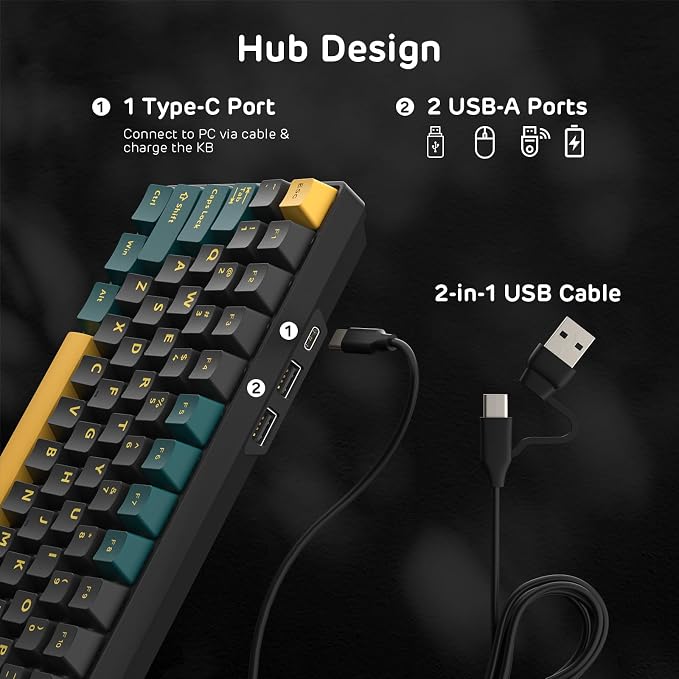 RK ROYAL KLUDGE RK96 RGB Wireless Mechanical Gaming Keyboard w/Wrist Rest | 90% 96 Keys Hot Swappable Mechanical Keyboard, 3-Mode BT5.0/2.4G/USB-C, Volume Control, Software Support & Massive Battery - Image 4