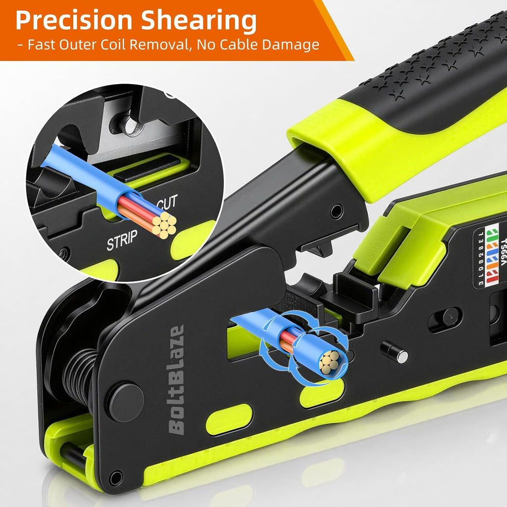 RJ45 Crimping Tool, All-in-One Ethernet Crimper Cat7 Cat6 Cat5 Crimping Tool for RJ11/RJ12 Standard, RJ45 Pass Through Connectors - Image 4