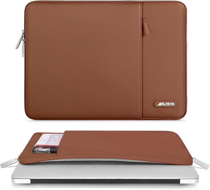 MOSISO Laptop Case 13 inch, Laptop Sleeve Bag with Pocket | Compatible with MacBook Neo A3404 2026/Air/Pro 13 M5/M4/M3/M2/M1 2026-2016, Polyester Vertical Computer Bag,Caramel Brown - Image 3