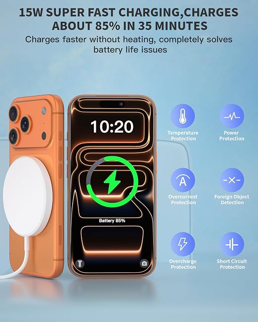 Wireless Magnetic Charger,2Pack Fast Apple Mag-Safe Charger iPhone Magnetic | Magnet Charging Pad Flat Mag Safe Charging for iPhone 17Pro Max/16 Pro Max/16Pro/16/15Pro Max/15 Plus/14/13/12/AirPods Pro3/2 - Image 3