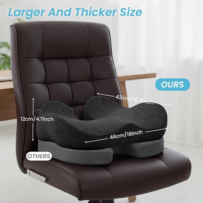Seat Cushion,Ergonomic Chair Cushions for Sit Bone Tailbone Pain Relief,Sciatica & Back Support,Memory Foam Butt Pillow for Office,Car,Home,Gaming,Wheelchair - Image 7