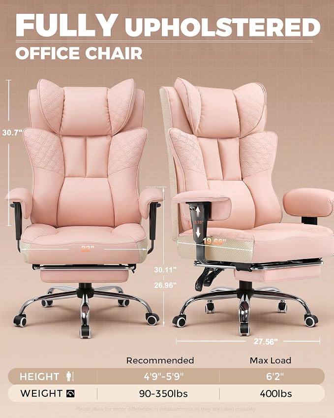 GTPLAYER Big and Tall Office Chair Wide Ergonomic Gaming Chair with Deluxe Embossing Designed Leather with Foot Rest,150°Reclining Adjustable Soft Armrests Pocket Spring Back Support and Pillow - Image 2