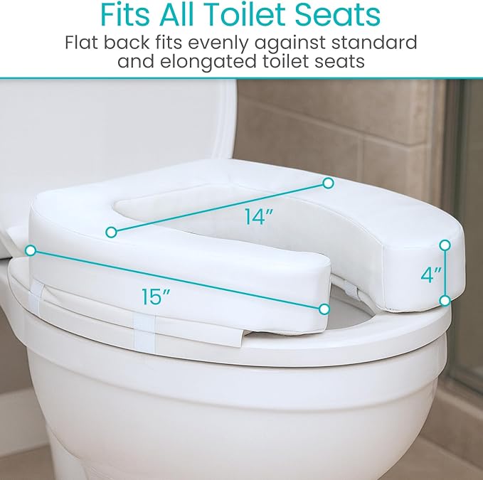 Vive Toilet Seat Cushion - Padded Soft Cushioned Foam - Fits All Toilets | Easy Clean Bathroom Attachment - Elongated, Standard Seats - Comfort & Support Donut for Handicap Adults - Image 5