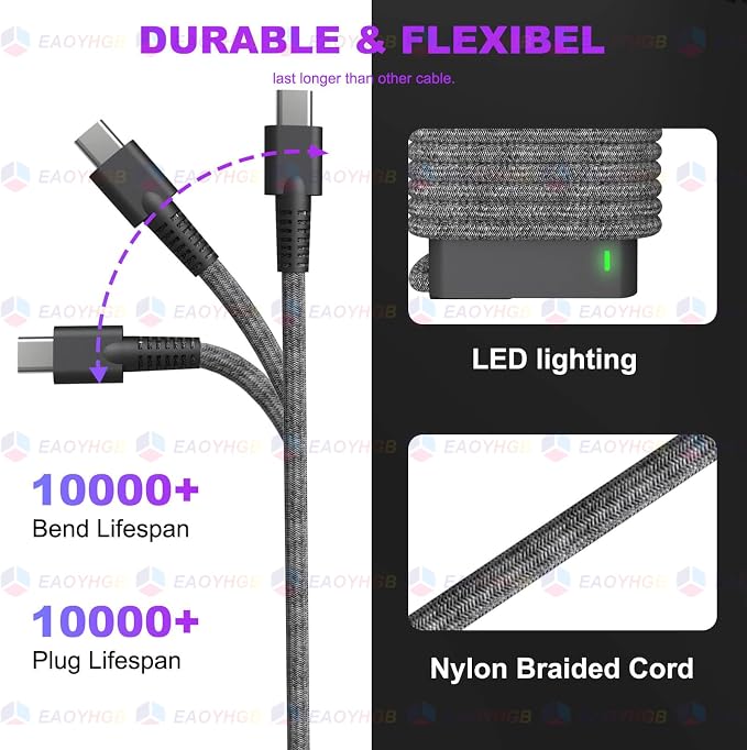 New Slim 65W Watt USB Type C Laptop Charger Compatible with HP Spectre X360, Envy X360, Computer Chromebook EliteBook X360 OmniBook Zbook ProBook Elite X2 Power Cord Replacement AC Adapter | for HP Spectre X360 Computer Chromebook EliteBook OmniBook Zb... - Image 5